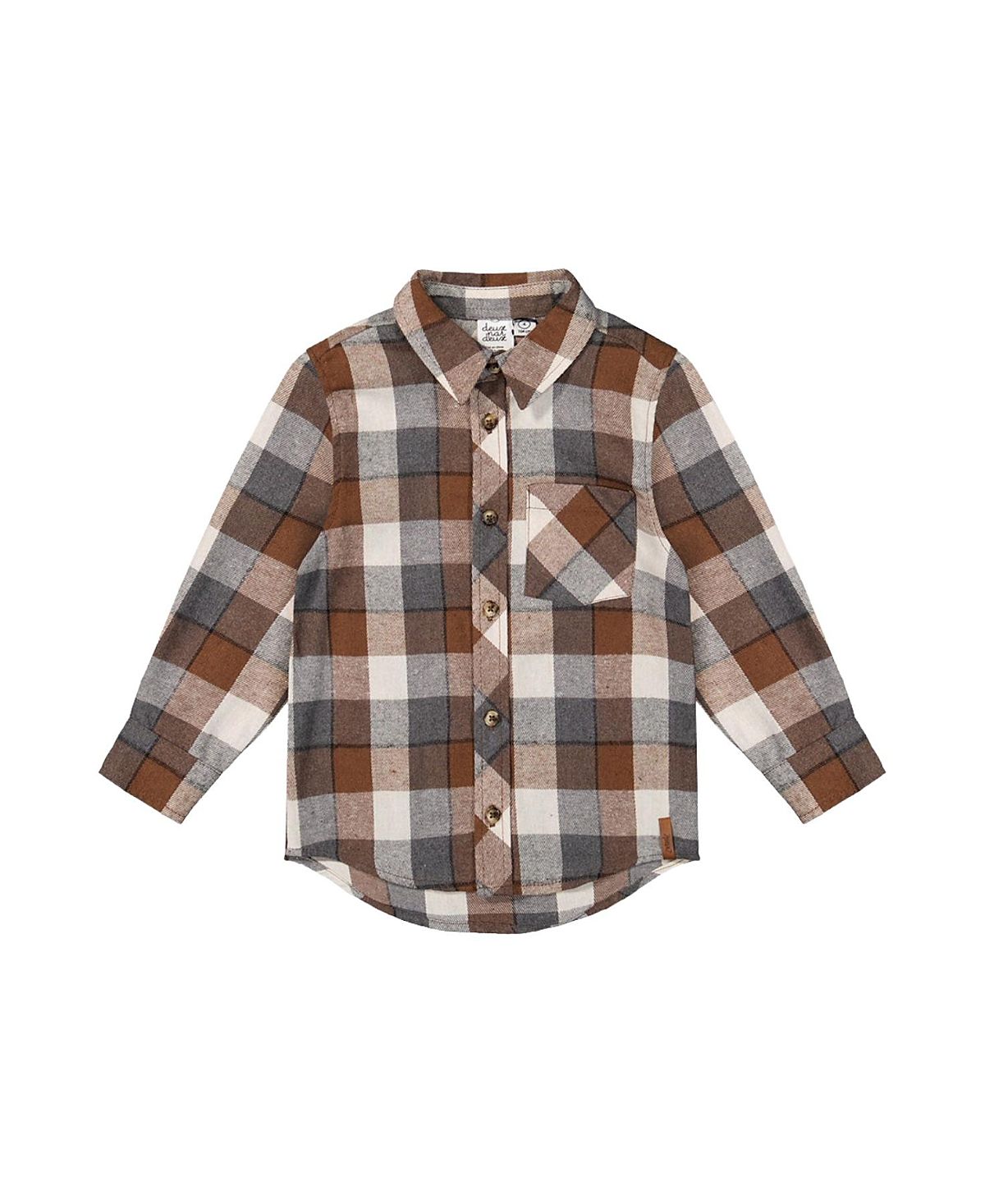 Deux par Deux Boys' Plaid Button-Front Chest Pocket Flannel Shirt - Little Kid, Big Kid