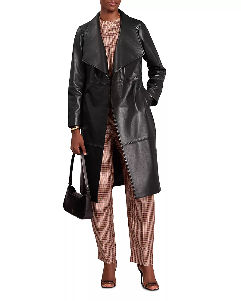Ted Baker Rosmia Belted Leather Midi Wrap Coat