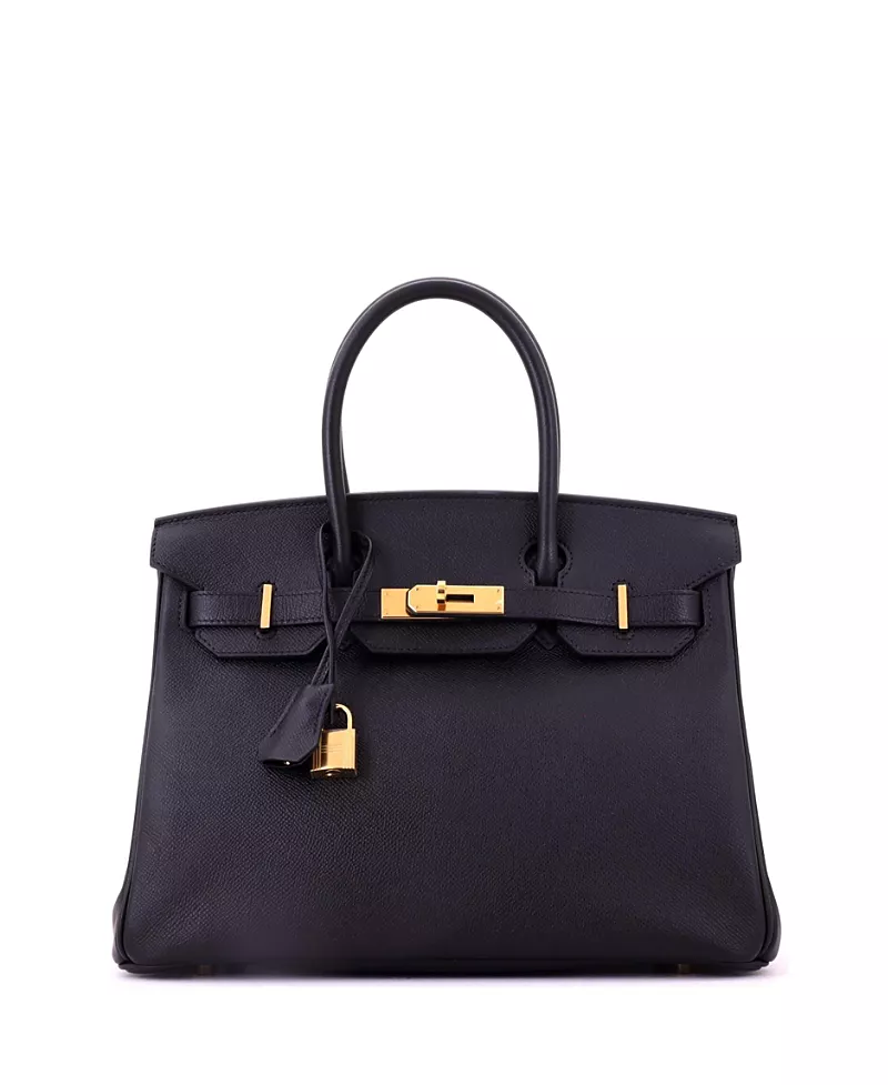 Pre-Owned HERMES Birkin 30 Handbag Black Epsom with Gold Hardware