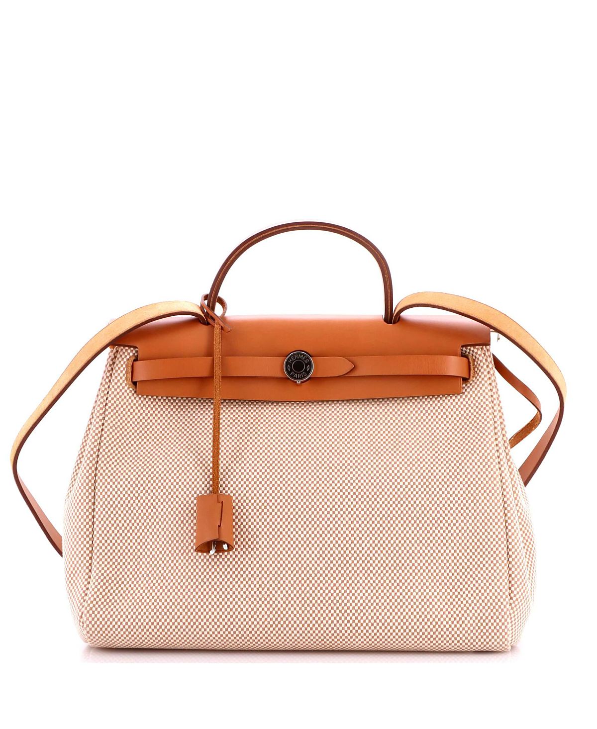 Pre-Owned HERMES 31 Herbag Zip Criss Viking Toile and Leather