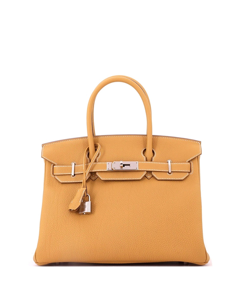 Pre-Owned HERMES Birkin 30 Handbag Light Togo with Palladium Hardware