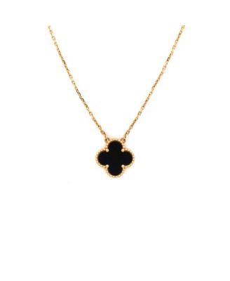  Vintage Alhambra Pendant Necklace 18K Gold and Onyx, 16.5"