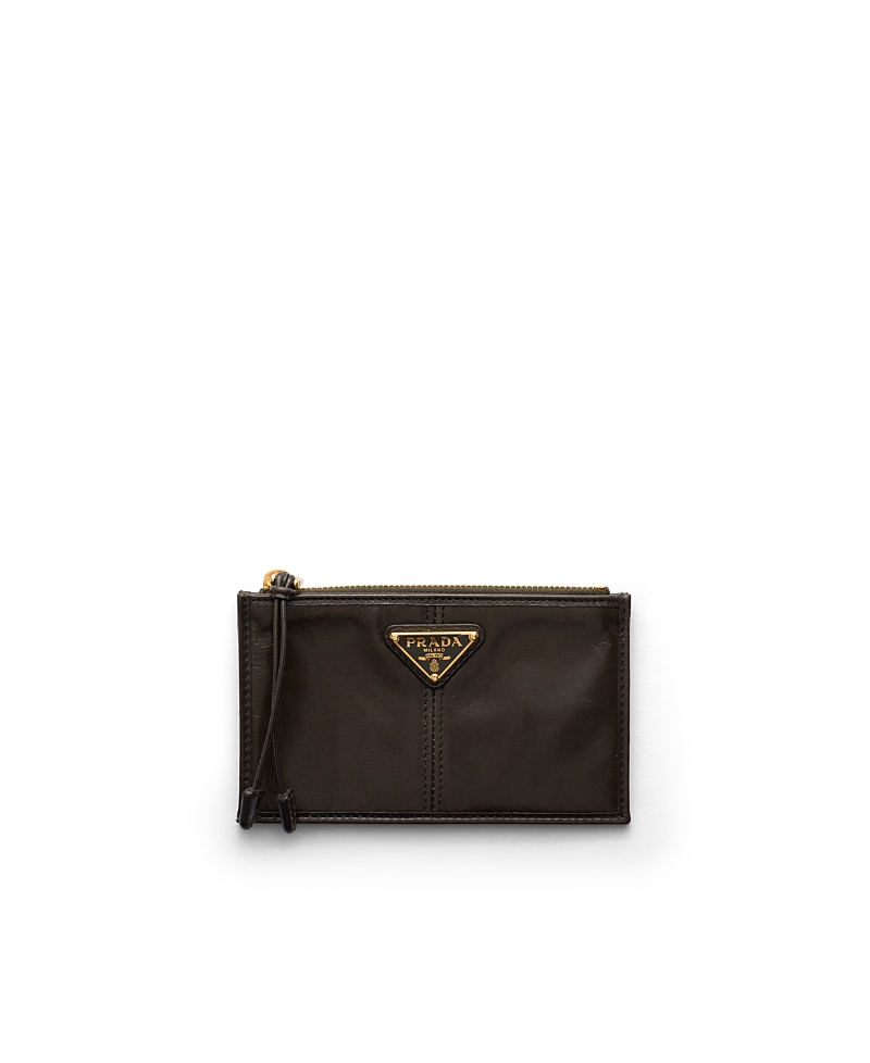 Prada Leather Card Holder with Zipper · OS