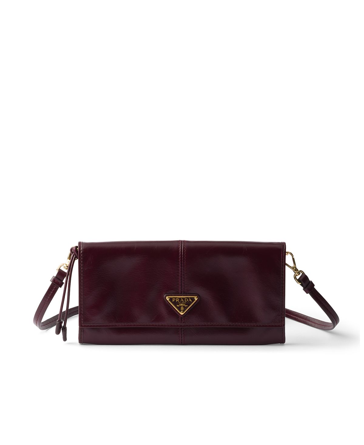 Prada Leather Wallet With Shoulder Strap