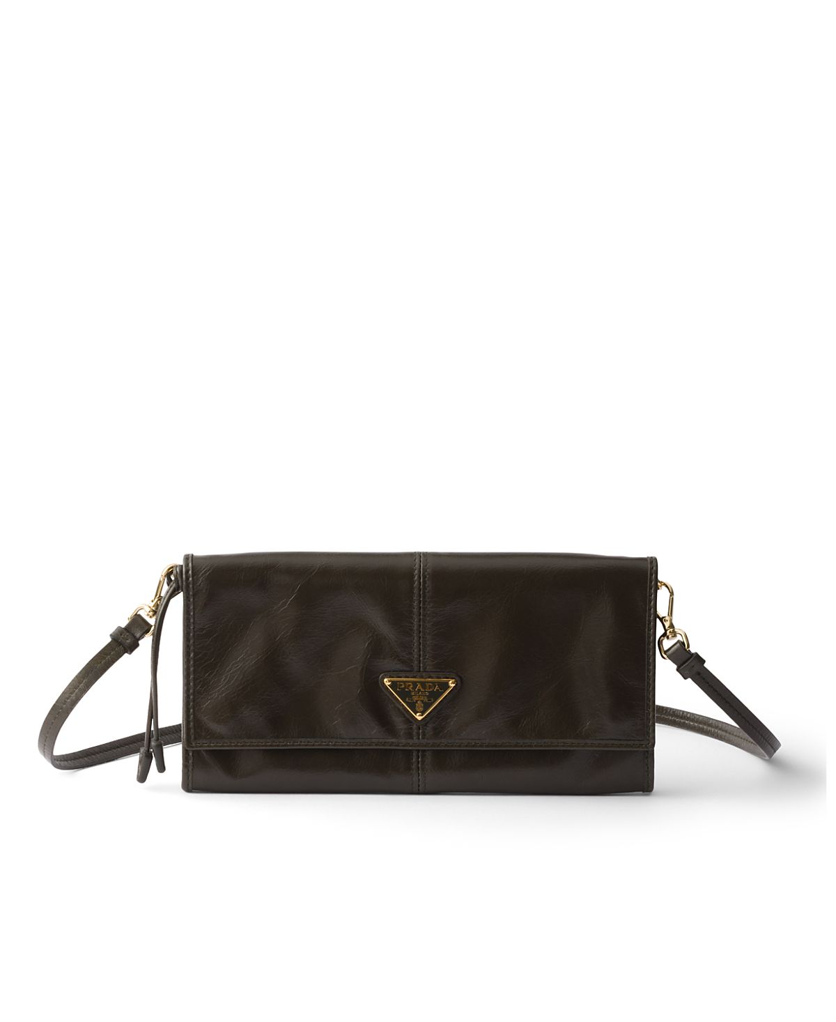 Prada Leather Wallet With Shoulder Strap