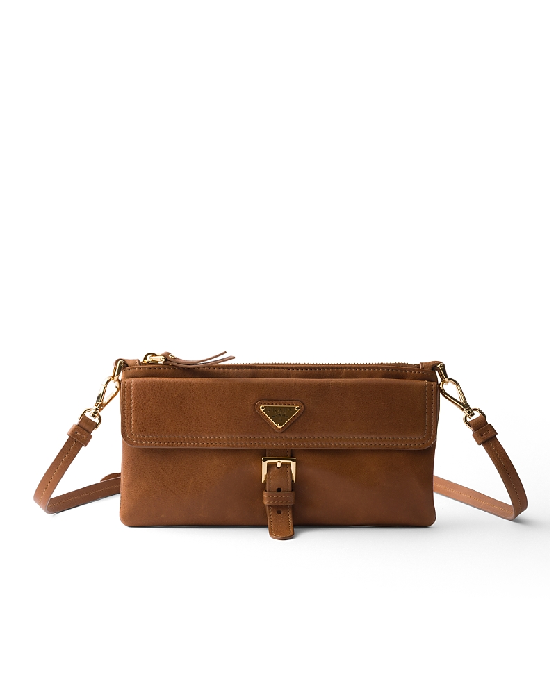Prada Printed Saffiano Leather Wallet with Shoulder Strap