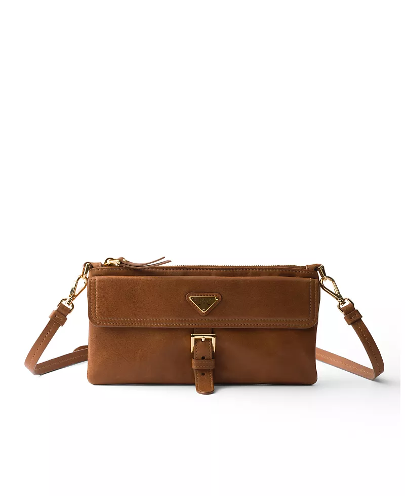 Prada Printed Saffiano Leather Wallet with Shoulder Strap