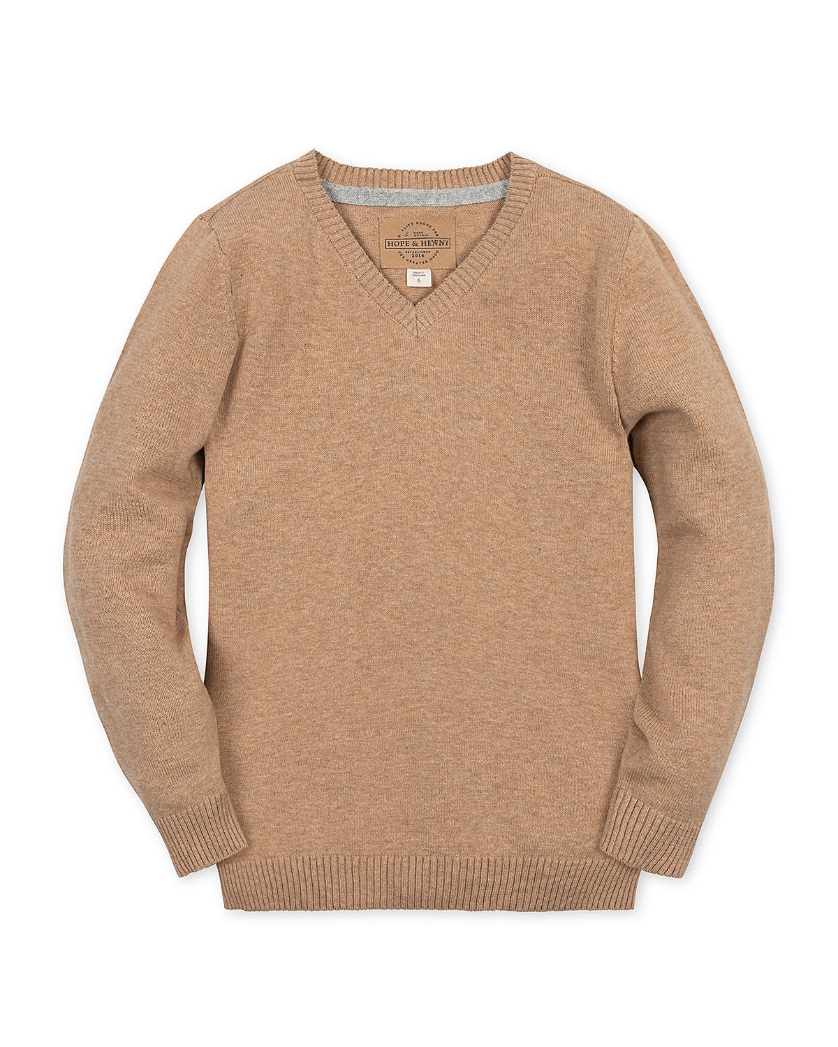 Hope & Henry Boys' Organic V-Neck Sweater with Elbow Patches - Little Kid, Big Kid