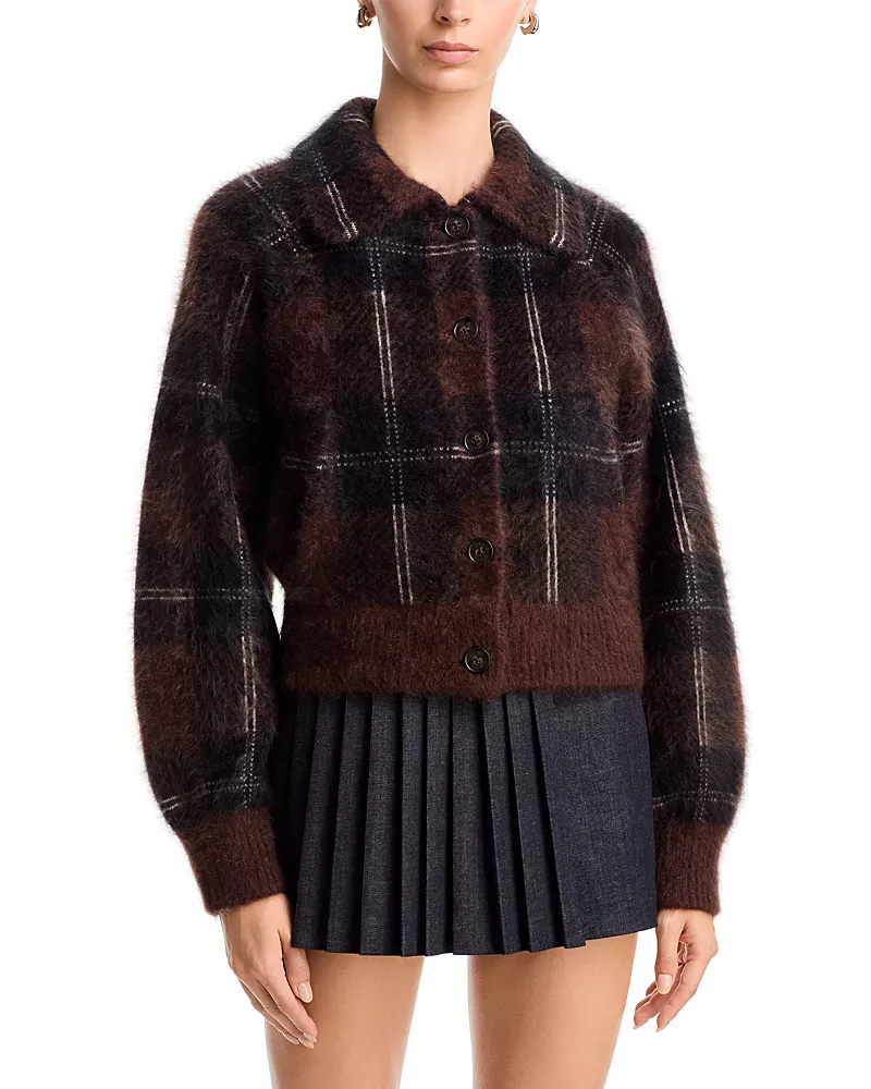 Guest in Residence Grizzly Plaid Cashmere Bomber Jacket