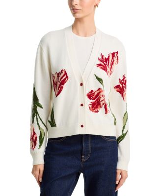 Bradley Intarsia Short V Neck Cardigan Sweater