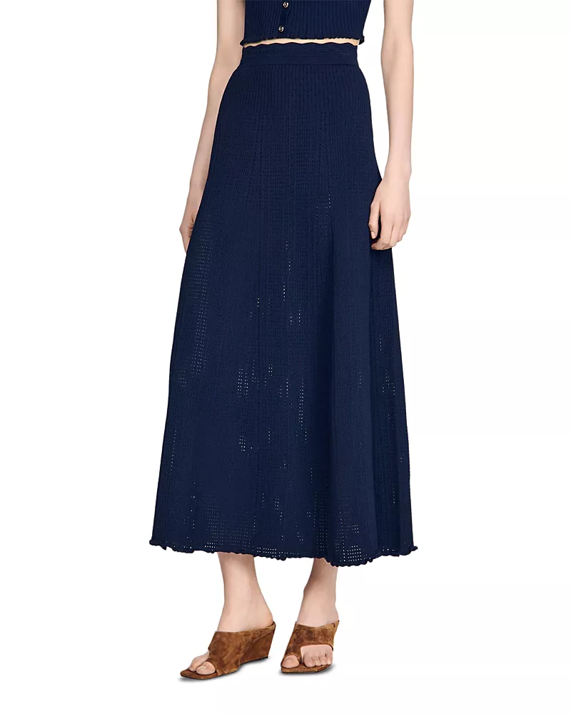 Sandro Hedda Pointelle Knit Maxi Skirt