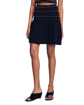Loria Pleated Metallic Trim Skirt