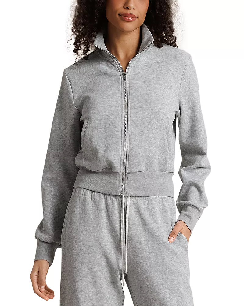 perfectwhitetee Pureform Long Sleeve Cotton Stretch Track Jacket