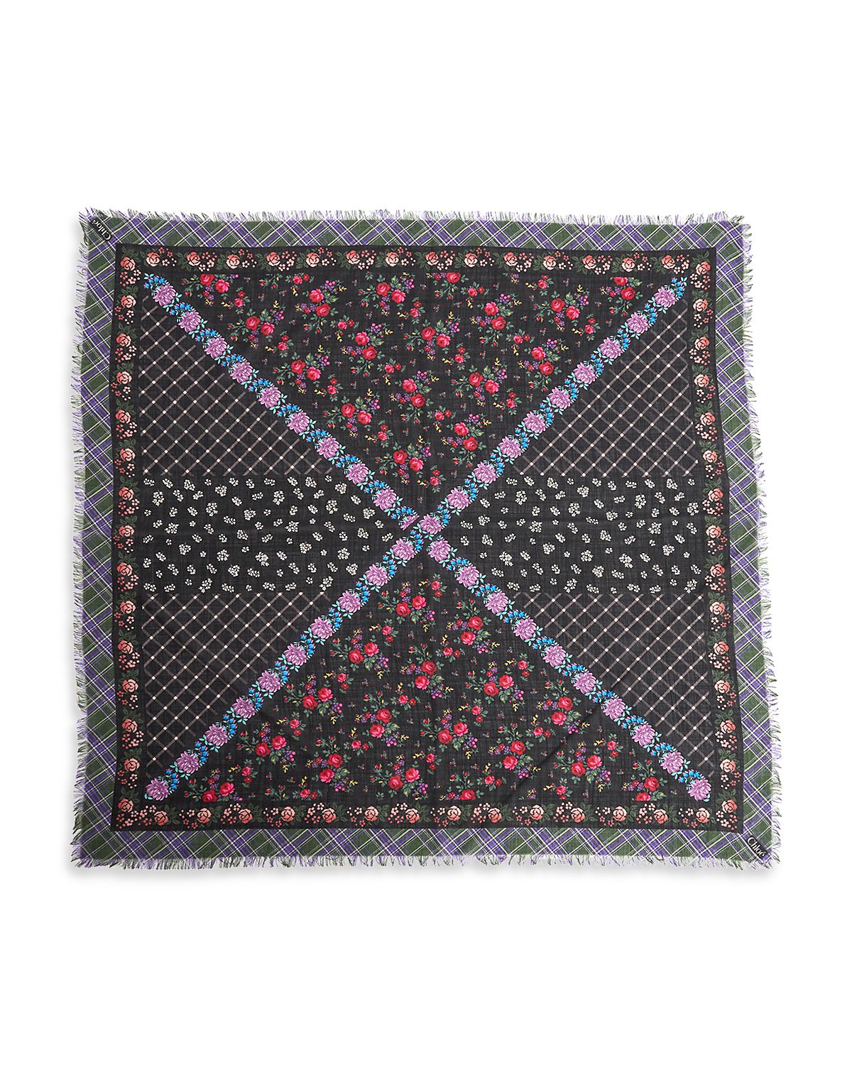 Chloe Folk Cashmere & Wool Square Scarf