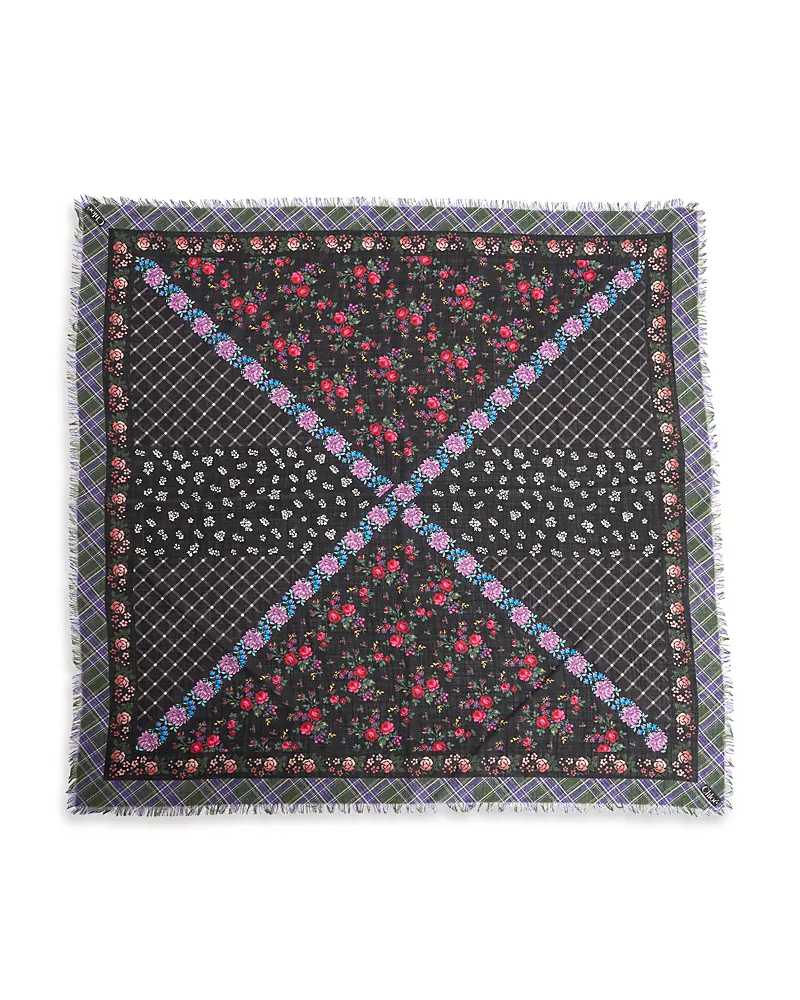 Chloe Folk Cashmere & Wool Square Scarf