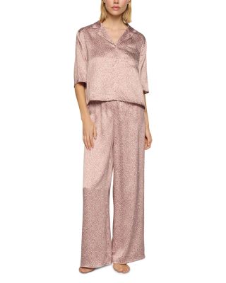 Inez Printed Silk Wide Leg Pajama Set