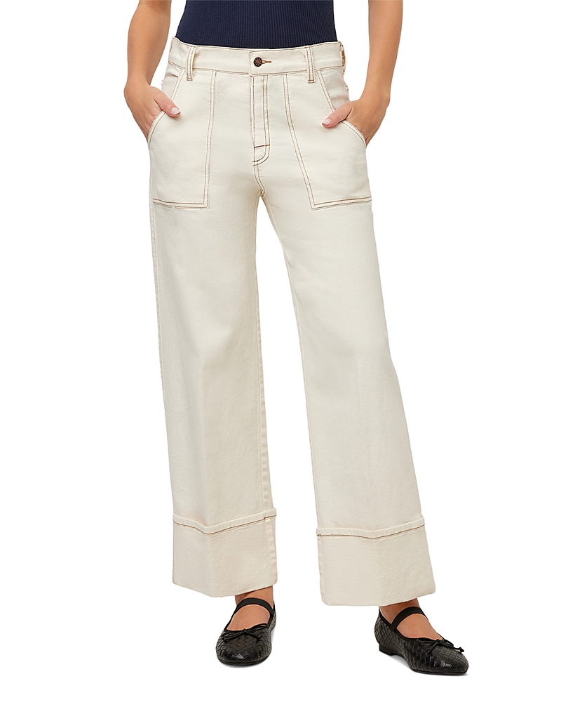 Fifteen Twenty Tracey Cotton Blend Patch Pocket Cuffed Jeans in Natural