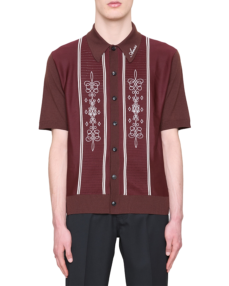 amiri Paneled Knit Short Sleeve Shirt