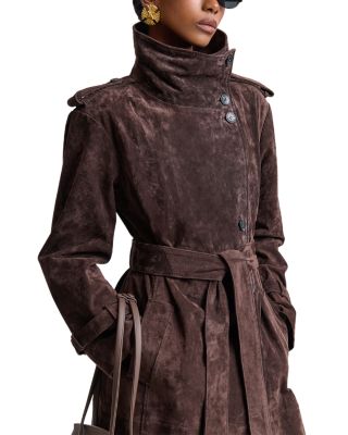 Suede Belted Trench Coat - thumbnail 6