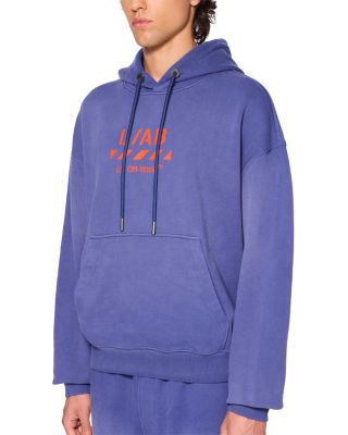 Cotton Diagonal Logo Garment Wash Hoodie