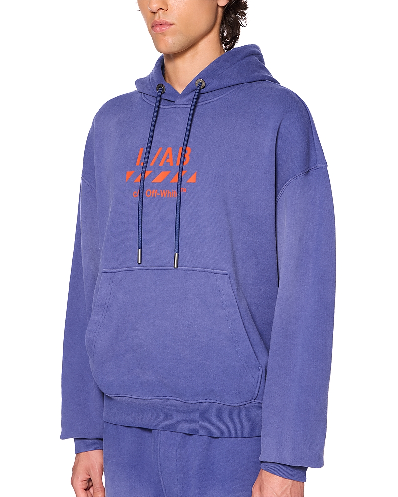 Off-White Cotton Diagonal Logo Garment Wash Hoodie