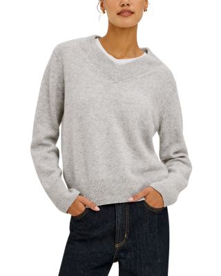Lidya Cotton, Wool & Cashmere V Neck Sweater