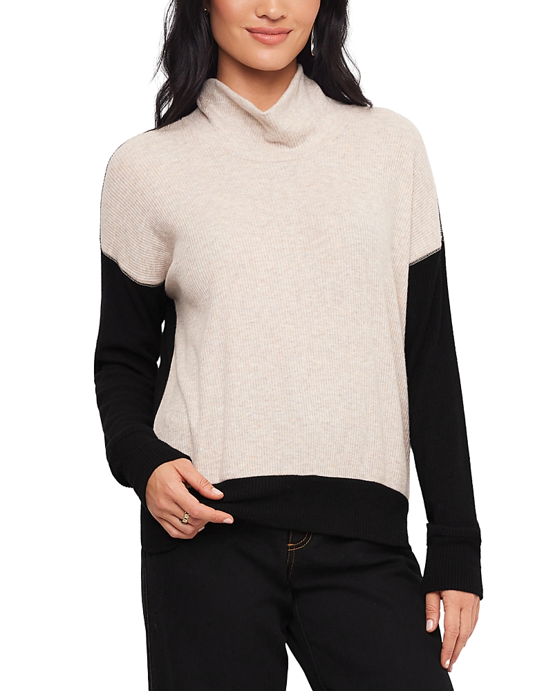 Karen Kane Ribbed Long Sleeve Colorblock Turtleneck Top