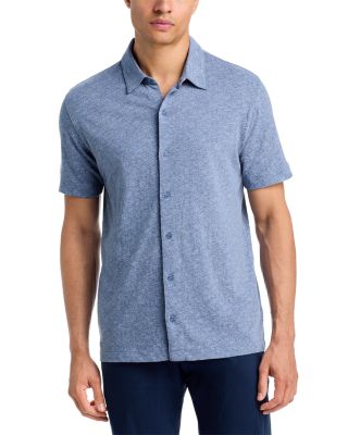 Tonal Leaf Cotton Button Down Shirt