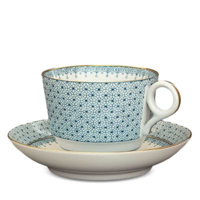 Turquoise Lace Teacup & Saucer