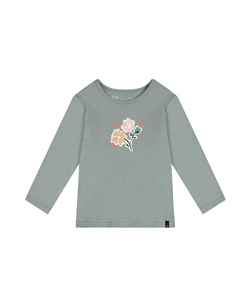 Deux par Deux Girls' Organic Cotton Glitter Bouquet Long Sleeve T-Shirt - Big Kid