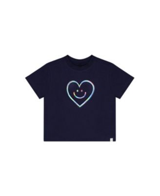 Girls' Organic Cotton Holographic Heart Jersey T-Shirt - Little Kid