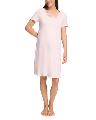 Short Sleeve Lace Trim Cotton Nightgown