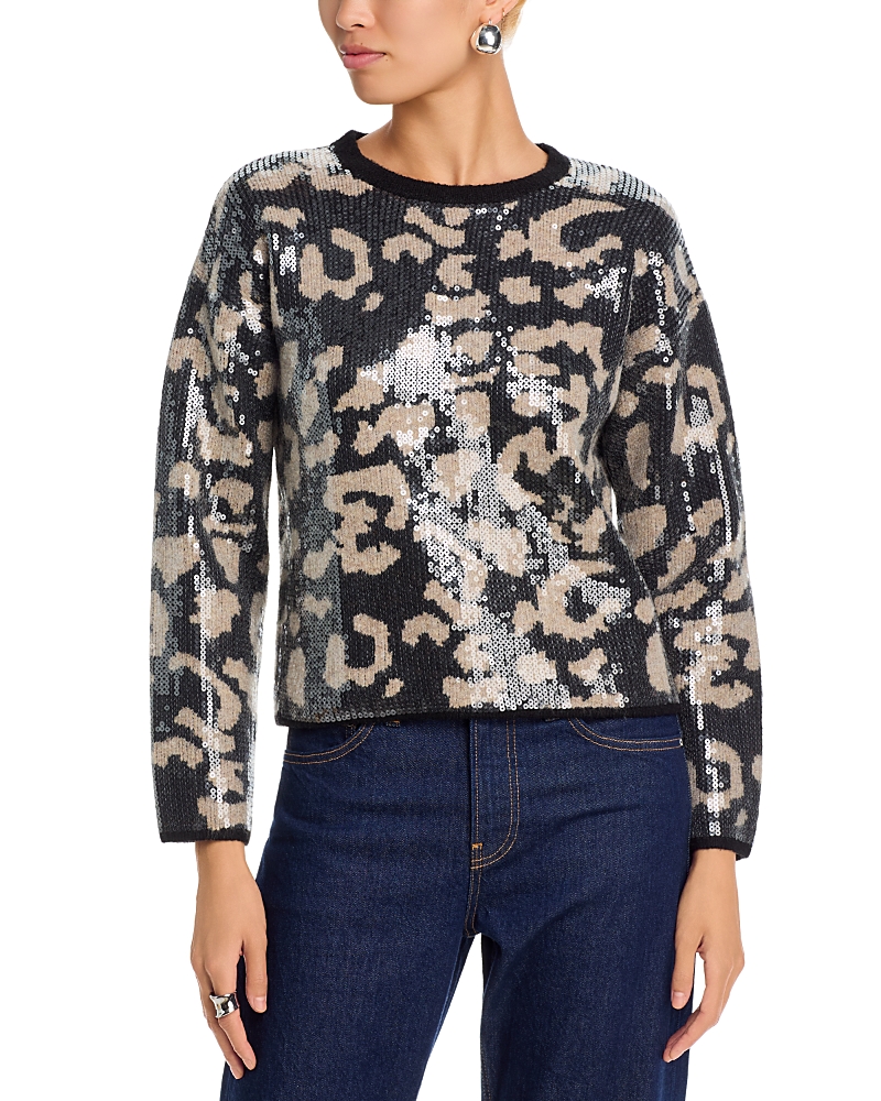 Aqua Sequin Leopard Sweater - Exclusive