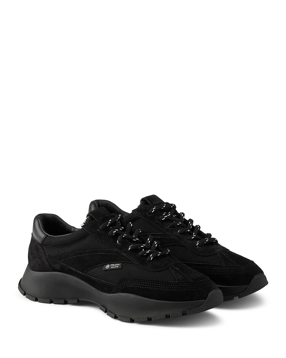 Prada Women's Mesh Fabric And Suede Sneakers