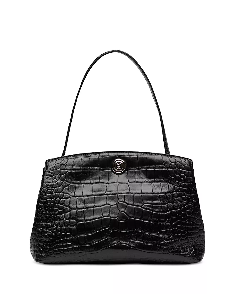 Liffner Croc Embossed Leather Pushlock Pouch