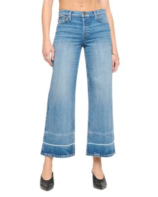 Laurel Cropped Mid Rise Wide Leg Jeans in Vinyl Fade