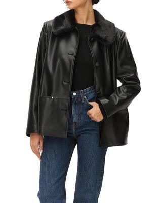 Maud Faux Fur Collar Faux Leather Jacket