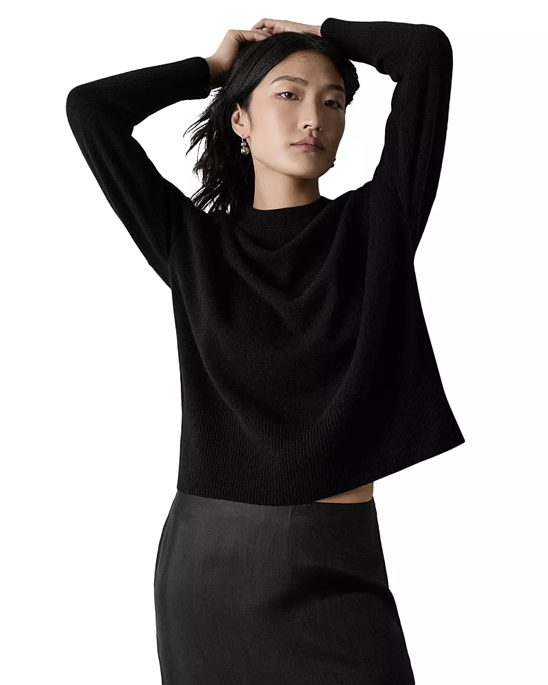 Whistles Cashmere Seamed Crewneck Sweater