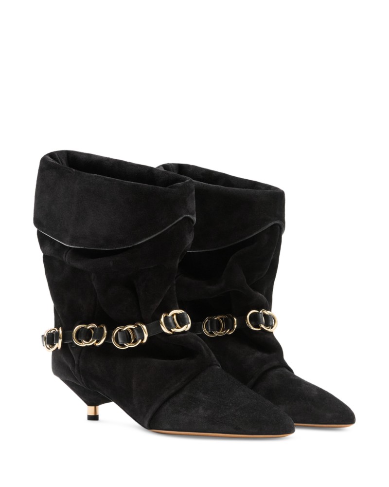 Isabel Marant Womens' Edrik Embellished Suede Ankle Boots in Black