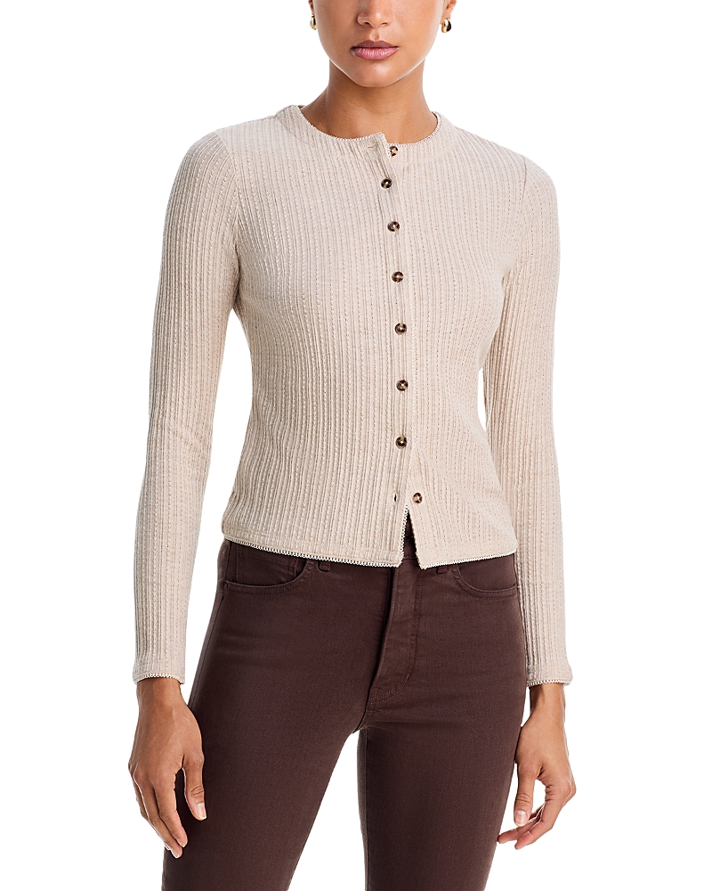 Veronica Beard Lira Picot Trim Crewneck Cardigan