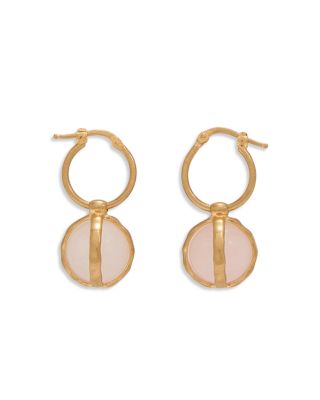 Rose Quartz Charm Hoop Earrings