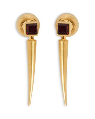 Garnet Spiked Drop Earrings