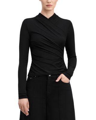 Isaiah Draped Long Sleeve Wrap Top