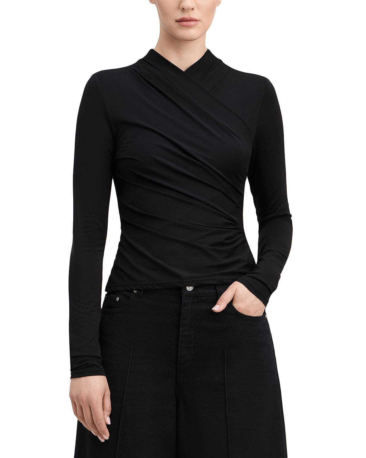 Derek Lam Isaiah Draped Long Sleeve Wrap Top