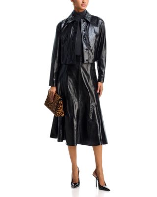 Faux Leather Croc Embossed Jacket & Midi Skirt - Exclusive