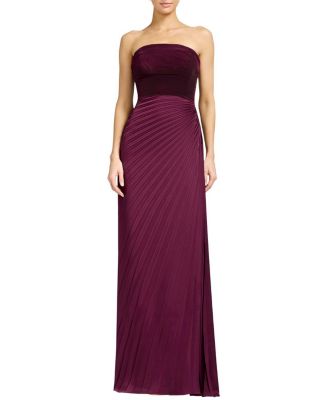  Kinley Strapless Pleated Satin Gown