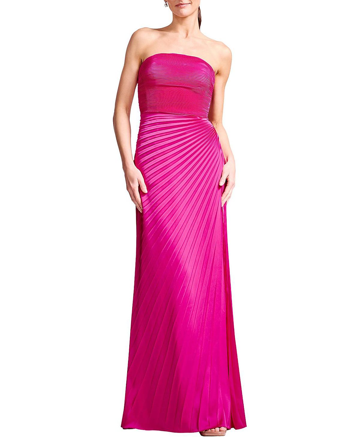 Dress the Population Kinley Strapless Pleated Satin Gown