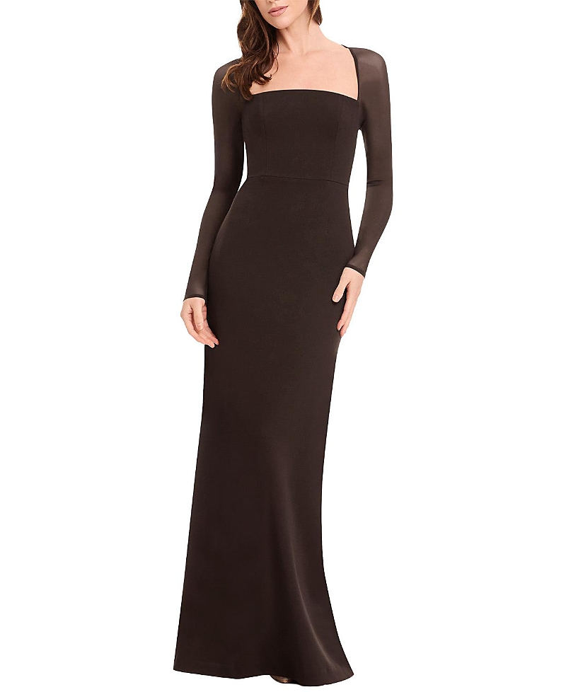 Dress The Population Maxwell Long-Sleeve A-Line Crepe Gown