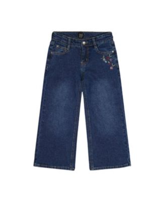 Girls' Stretch Denim Embroidered Flower Jeans - Little Kid
