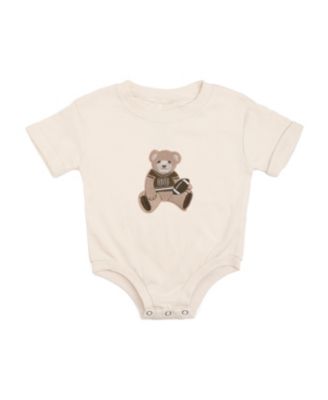 Boys' Teddy Bear Patch Short Sleeve Romper - Baby